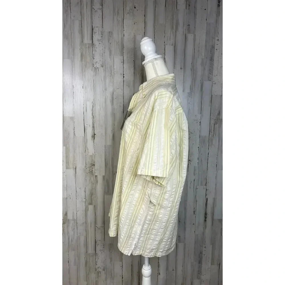 NWT Vintage Van Heusen Men's Large Yellow Striped Short Sleeve Button-Up Shirt - Picture 4 of 6